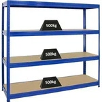 Schwerlastregal DINO | HxBxT 180x200x60cm | 4 MDF-Platten-Ebenen 6,5 mm | Fachlast