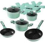 STONELINE&reg; Kochgeschirr-Set 11-teilig 18/20/24 Mint | mit Deckeln - T&uuml;rkis
