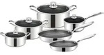 10 tlg Massiv Edelstahl Koch Set Wabenstruktur Induktion Pfanne Top
