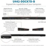 Tripp Lite U442-DOCK7D-B USB-C Dock, Dreifach-Display &ndash; 4K HDMI & DP, VGA, USB 3.x