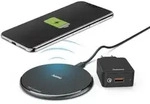 Hama QI-FC10, Drinnen, AC, USB, Kabelloses Aufladen, 1 m, Schwarz - Schwarz