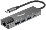 Equip Dock USB-C->HDMI Gigabit LAN 2xUSB3.0.100WPD 0.25m - Grau