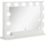 HOMCOM Hollywood Spiegel 80 x 60 cm Schminkspiegel mit LED-Beleuchtung Wei&szlig; -...