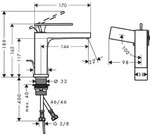 hansgrohe Tecturis E Einhebel-Waschtischmischer 110, Ausladung 144mm, mit