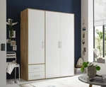 Kleiderschrank - Artisan Eiche Nachbildung - Wei&szlig; - 155 x 195 cm - mit Kleiderstange