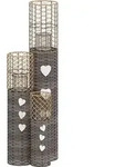 vidaXL Kerzenhalter 3 Stk. Grau Korbweide - Grau