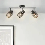 BRILLIANT schwarze Deckenleuchte BANO | 3er Deckenspot mit floralem Muster Schirm 