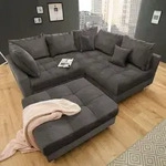 riess-ambiente Moderne Wohnlandschaft KENT 220cm grau Samt Ecksofa Federkern inkl.