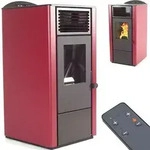 Pelletofen 9,5kW Pelletkamin Pelletheizung Kaminofen A+ Holzofen rot 56303 - Rot