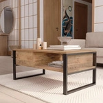 Couchtisch 'Laukaa' rechteckig Metallgestell 100 x 60 x 45 cm Eicheoptik rustikal -