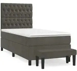 vidaXL Boxspringbett mit Matratze Dunkelgrau 100x200 cm Samt - Grau