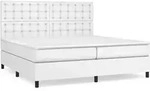 vidaXL Boxspringbett mit Matratze Wei&szlig; 200x200 cm Kunstleder - Wei&szlig;