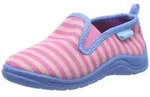 Playshoes Hausschuhe Uni Kinder Hausschuh, Pink Ringel, 18/19 EU