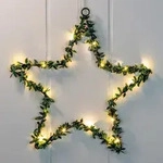 LED Fenster Silhouette Stern 30 cm - mit Buchsbaum Dekor - Weihnachts Deko