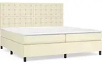 vidaXL Boxspringbett mit Matratze Creme 200x200 cm Kunstleder - Creme