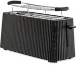 Alessi - Pliss&eacute; Langer Toaster mit Br&ouml;tchenaufsatz, schwarz, Edelstahl -...