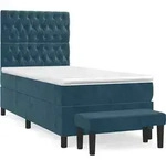 vidaXL Boxspringbett mit Matratze Dunkelblau 100x200 cm Samt - Blau