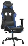 vidaXL Gaming-Stuhl mit Fu&szlig;st&uuml;tze Schwarz und Blau Kunstleder - Blau