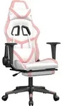 vidaXL Gaming-Stuhl mit Massage & Fu&szlig;st&uuml;tze Wei&szlig; & Rosa Kunstleder - Rosa