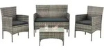 Juskys Polyrattan Gartenm&ouml;bel-Set Fort Myers - Tisch, Sofa & 2 St&uuml;hle -