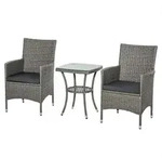 Outsunny 3-tlg. Balkonm&ouml;bel Set Sitzgruppe Rattan Gartenset Polyrattan Grau - Grau