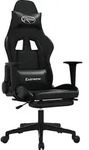 vidaXL Gaming-Stuhl mit Massage & Fu&szlig;st&uuml;tze Schwarz Kunstleder - Schwarz