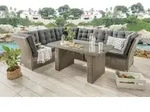 Destiny Loungegruppe PALMA DE LUXE mit Tisch 140x80x67cm, vintage grau - Grau