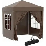 Outsunny Pavillon 2x2m Wasserdicht, Pop-up Faltpavillon mit 4 Seitenw&auml;nden, Fenster,