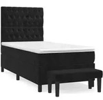vidaXL Boxspringbett mit Matratze Schwarz 90x200 cm Samt - Schwarz
