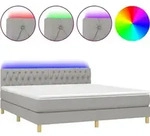 vidaXL Boxspringbett mit Matratze & LED Hellgrau 160x200 cm Stoff - Grau