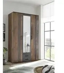 Kleiderschrank Ellis 120cm mit 3 T&uuml;ren 2 Schubladen und Spiegel - alter Stil/Beton -
