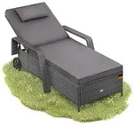 CASARIA&reg; Sonnenliege mit Rollen Extra Breit 90cm 7cm Auflage Gartenliege...