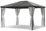 Leco Profi-Pavillon Metall-Garten&uuml;berdachung graues Dach/ Seitenteile in lichtgrau