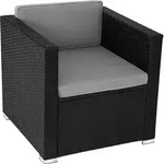 tectake&reg; Rattansessel Lignano widerstandsf&auml;hig 70 x 69 x 65cm - Schwarz