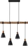 Lindby H&auml;ngeleuchte Trebale, 4-flg., schwarz, Holz/Metall - Schwarz