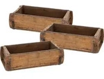 Holzkiste in Ziegelform 3er Set - ca. 30 x 15 x 9 cm - Alt Holz Buche used Look...