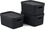 Rotho Aufbewahrungsboxen mit Deckel A5 Jive - 3er-Set Kunststoffbox - Stapelbox...