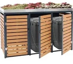 3er M&uuml;lltonnenverkleidung MCW-K14, M&uuml;lltonnenbox mit Pflanzkasten, 124x200x84cm WPC