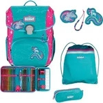 Scout Schulranzen Superflash Extreme Neo Set 4-teilig Unicorn neonblau - Hellblau