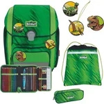 Scout Genius Schulranzen-Set 4 teilig DIN Dino Rex - Gr&uuml;n