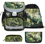 Belmil Mini-Fit Schulranzen Set 4-teilig mit Brustgurt - Lost World - Gr&uuml;n