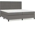 vidaXL Boxspringbett mit Matratze Grau 200x200 cm Kunstleder - Grau