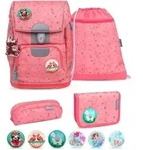 Belmil Motion Schulranzen Set 5-teilig mit 6 Patches - Blue Bird - Rosa