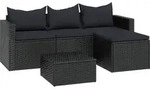 vidaXL Garten-Lounge-Set Schwarz Poly Rattan - Schwarz