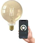 Calex Smart LED Lampe, E27, G125, Gold Filament, warmwei&szlig;es Licht, dimmbar, WLAN