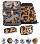 Belmil Smarty Schulranzen Set 5-teilig mit 6 Patches - Orange Camouflage -...