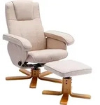 SVITA CHARLES Relaxsessel Hocker Sessel Beige Fernsehsessel Drehsessel Polyester Holz