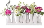 Jinfa Vasen Set Wei&szlig; - 10 kleine Blumenvasen auf Tablett - Minivasen Keramik...