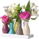 Jinfa kleine Vasen Set - 7 mini Vasen aus Keramik- kleine Blumenvasen bunt f&uuml;r
