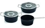 Fissler Adamant / Aluminium-Kochtopfset, 3-teilig, T&ouml;pfe-beschichtet mit Glasdeckel,
